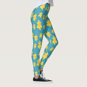 Leggings Daffodiles sur les pattes Arrière - plans bleues