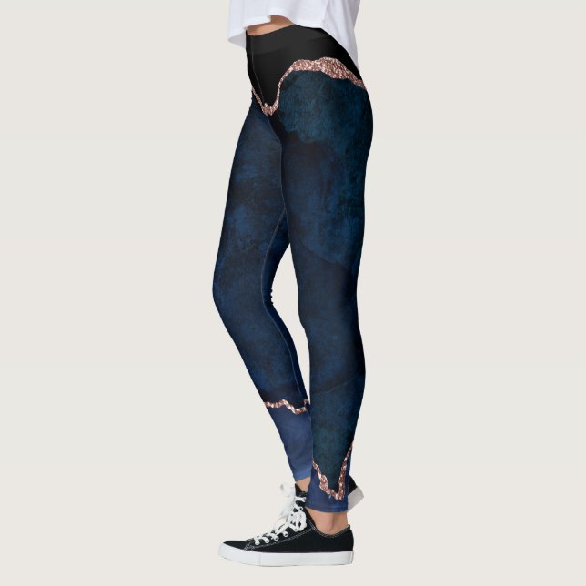 leggings d'agate bleu marine et rose (Gauche)