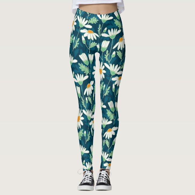 Leggings Daisy Ditsy Chamomile Romantique Print (Devant)