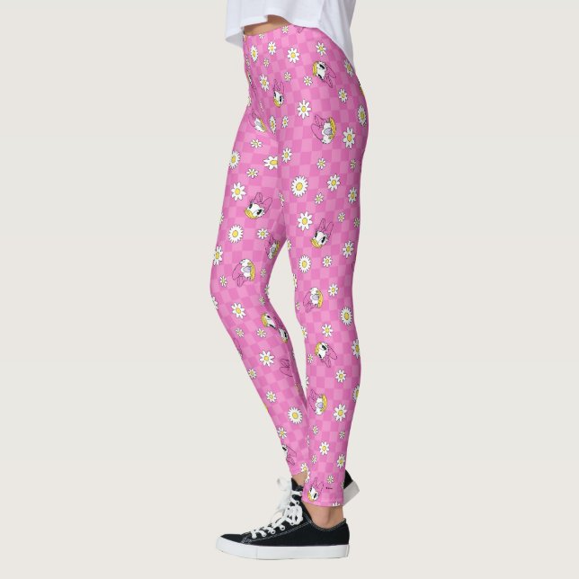 Leggings Daisy Duck Pink Checker Floral Pattern (Gauche)