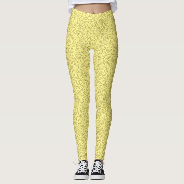 Leggings Damas d'or sur les jambes jaunes - Pantalon de Yog (Devant)