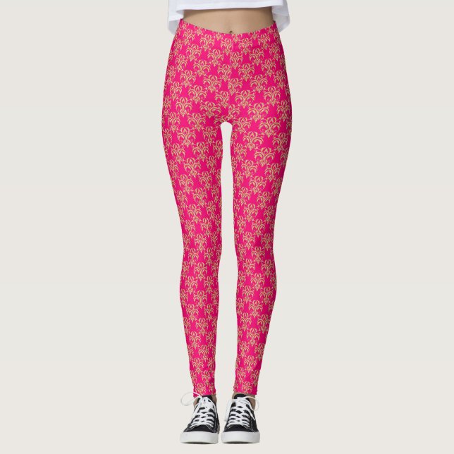 Leggings Damas d'or sur pattes roses - Pantalon de Yoga de  (Devant)