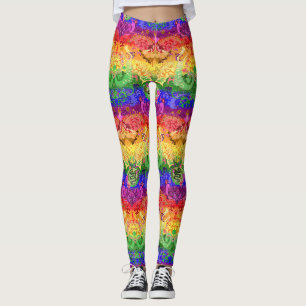 Leggings Damassé Dragon Arc-en-Ciel - Couleurs du Drapeau d