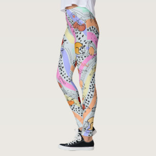 Leggings Dame Abstraite Artsy avec pattes de chats