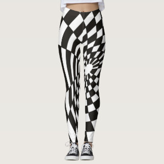 Leggings Damier déformé en noir et blanc