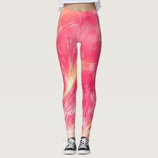 Leggings Dandelions Abstraits et lucioles Rouge (Devant)