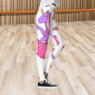 Leggings Danse rose unicorne avec des jambes de coeur