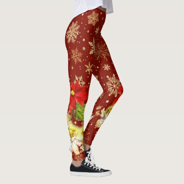 Leggings Danser Bébé Angels sur Rouge avec des flocons d'or (Droite)