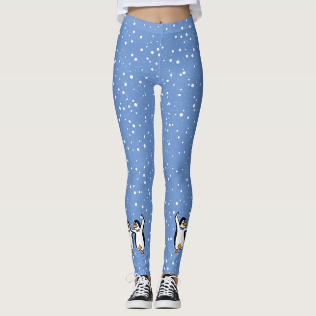 Leggings Danser Penguins Design neigeux (Devant)