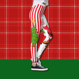 Leggings d'arbre de Noël Père Noël Personnaliser S