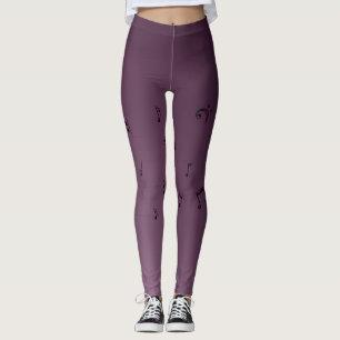 Leggings Dark Ombre Musical Notes Mauve