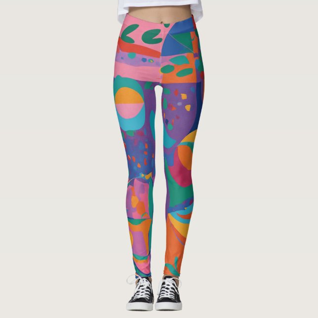 Leggings d'art Abstrait inspirés par Matisse (Devant)