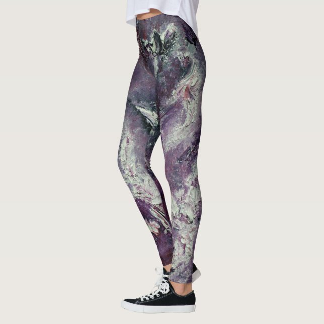 Leggings d'art funky de prune (Gauche)