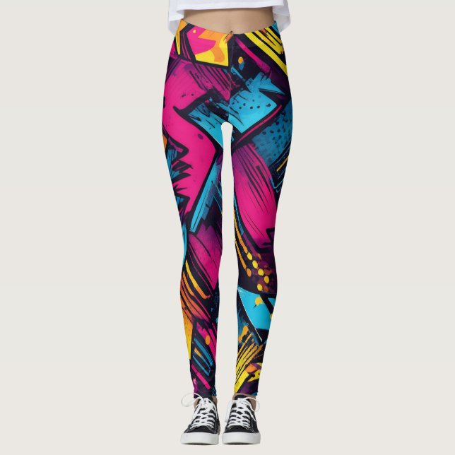 Leggings d'Art Pop Vibrant avec Leggings aux coule (Devant)