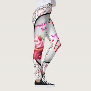 Leggings de baseball pour anniversaire avec cupcak