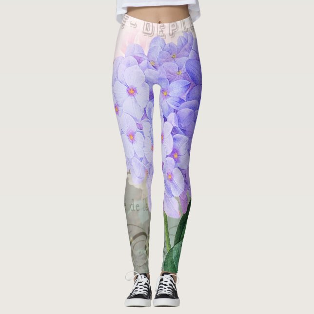 Leggings de carte violet Hyddreanga (Devant)