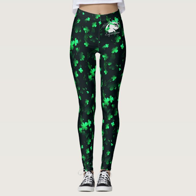 Leggings de Clovers verts avec logo blanc B&BE (Devant)