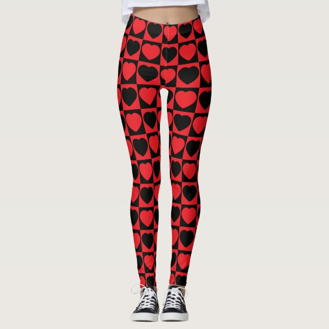 leggings de coeur noir et rouge (Devant)