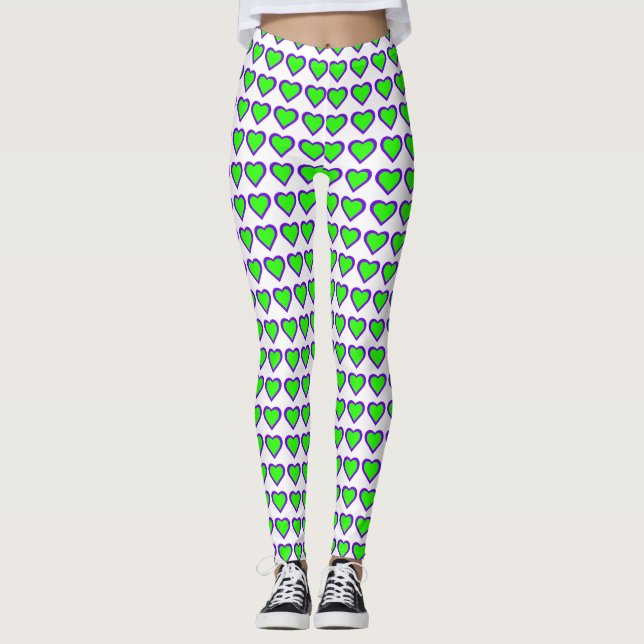 Leggings de coeur pourpre et vert (Devant)