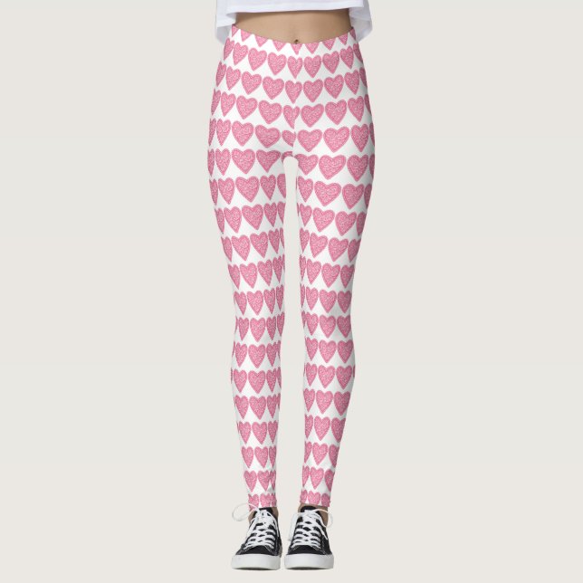 Leggings de coeur rose (Devant)