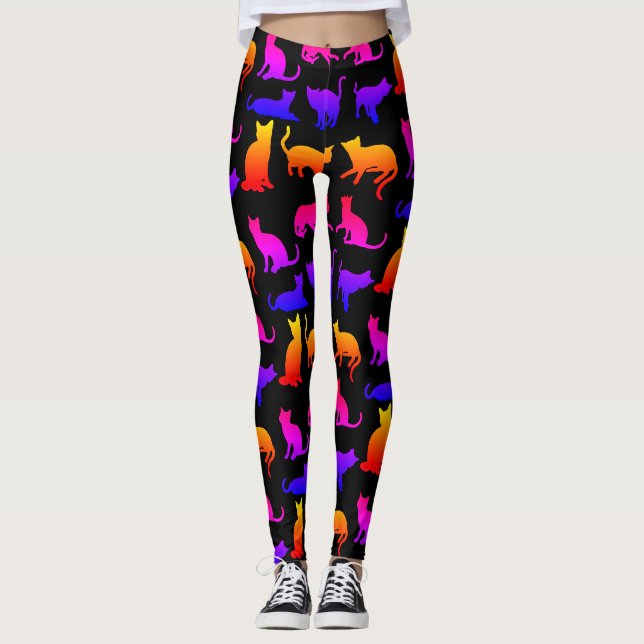 Leggings de conception de chats colorés (Devant)