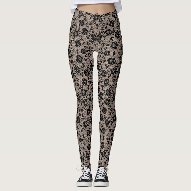 Leggings de dentelle noire Faux (Devant)