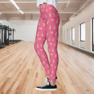 Leggings de dessin animé éléphant rose