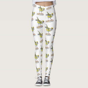 Leggings de dessin d'oiseaux jaunes