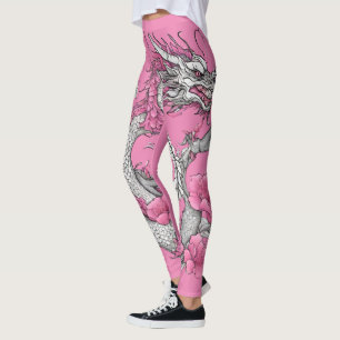 Leggings de dragon de fleurs