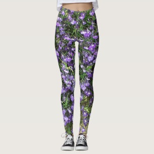 Leggings de fleurs de printemps violettes