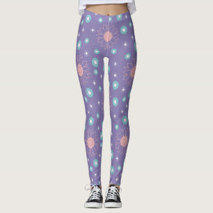 Leggings de fleurs violettes - Chic et confortable