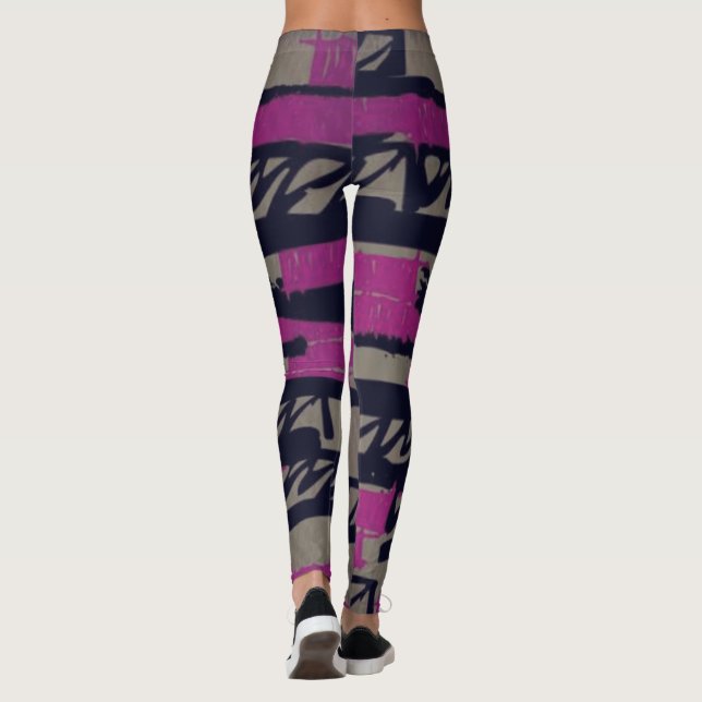 Leggings de griffes noirs et violets (Dos)