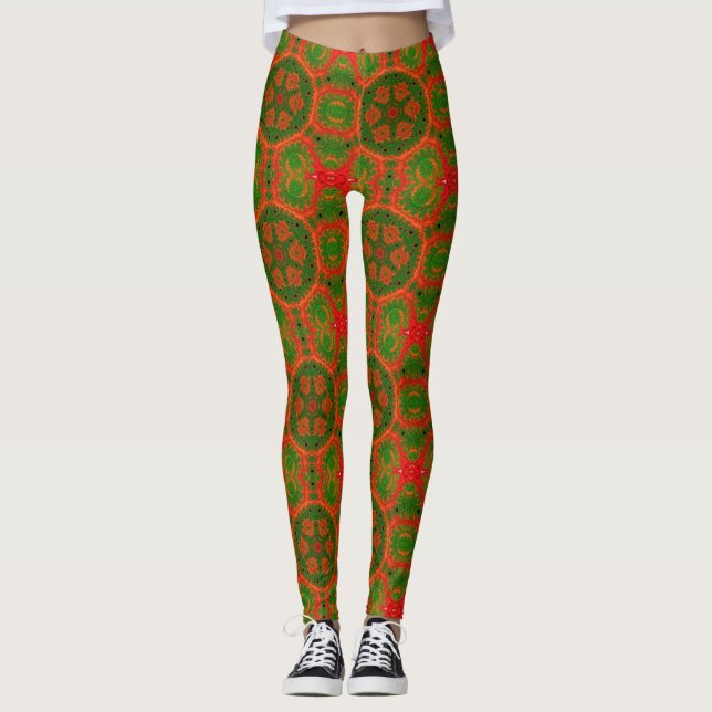 Leggings de Kaleidoscope orange et vert (Devant)