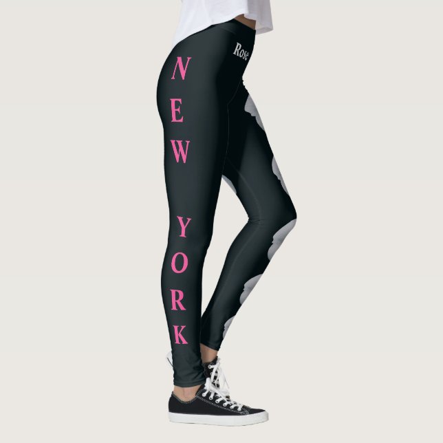 Leggings de la fleur d'État de New York noire (le  (Droite)