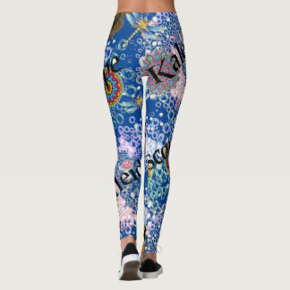 Leggings de libellules de Steampunk bleu