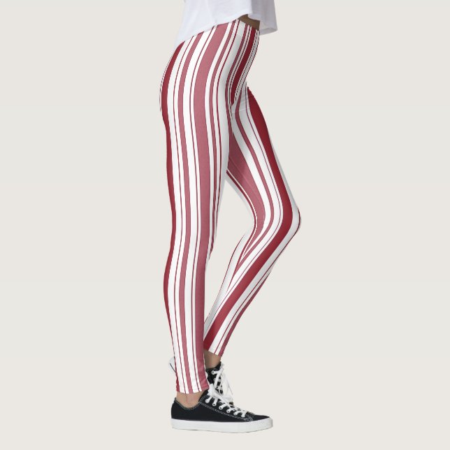 Leggings de Noël en bande rouge et blanche (Droite)