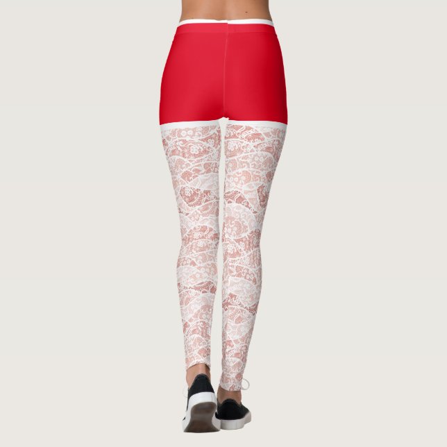 Leggings de Noël Faux Floral White Lace Fishnet (Dos)