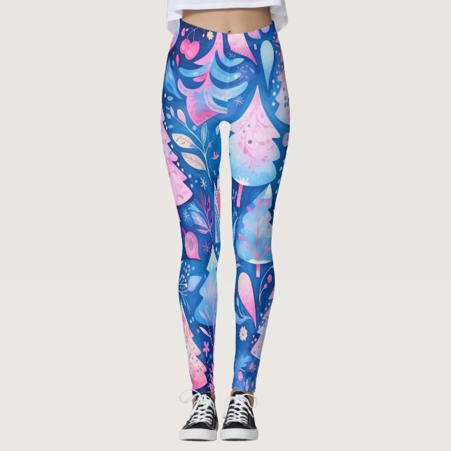 Leggings de Noël roses (Devant)
