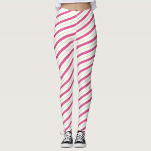 Leggings de Noël Sucre de canne rose rayures