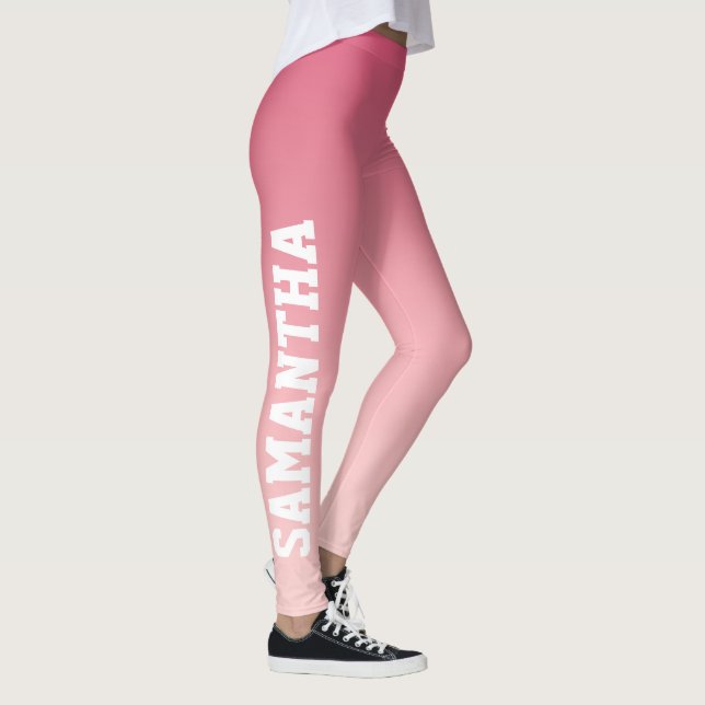 Leggings de nom personnalisé Hot Rose to Blush Pin (Droite)