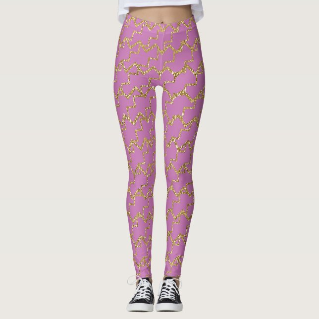 Leggings de Parties scintillant rose et or (Devant)