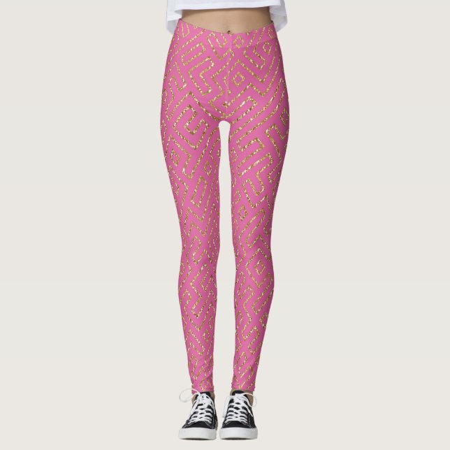 Leggings de Parties scintillant rose et or (Devant)