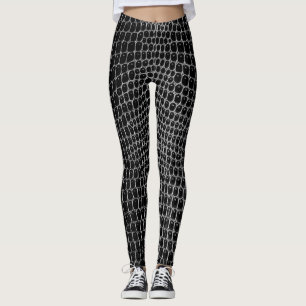 Leggings de peau de crocodile Faux noirs personnal