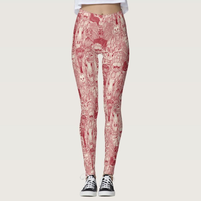 leggings de perles rouges cryptés (Devant)