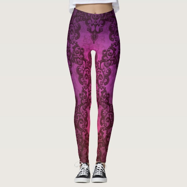 Leggings de style Boho violet rose (Devant)