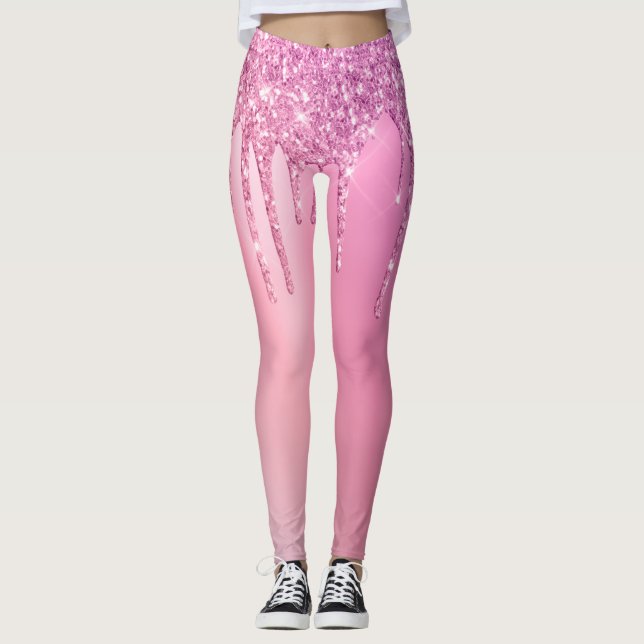 Leggings De superbes gouttes d'or rose rose et de parties s (Devant)
