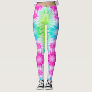 Leggings de teinture bleu rose