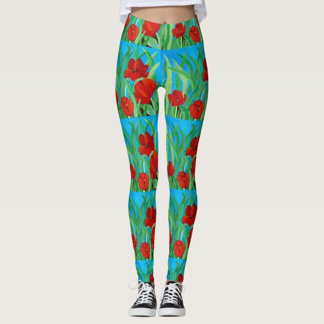 Leggings de Tulipes rouges (Devant)