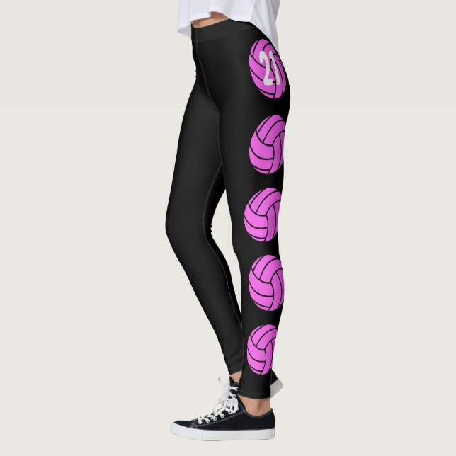 Leggings de volley-ball rose personnalisables (Gauche)