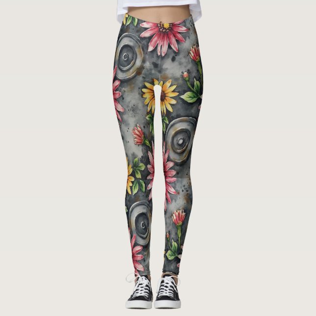 Leggings Deconstructed Floral Mandalas Seamless Pattern (Devant)